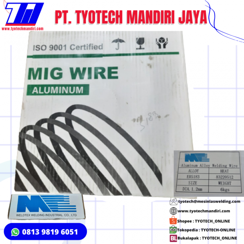 KAWAT LAS TIG/MIG WIRE ALUMINIUM ER5183 Dia. 1.2mm MTL/ALLOY