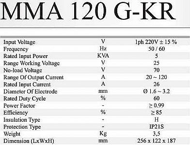 MESIN LAS MMA 120 G-KR MULTIPRO