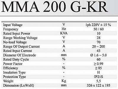 MESIN LAS MMA 200 G-KR MULTIPRO