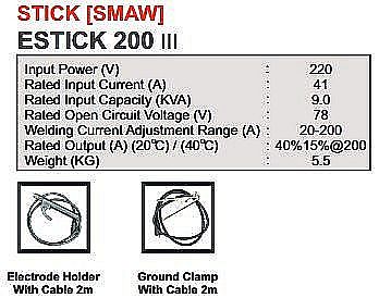MESIN LAS STICK [SMAW] ESTICK 200 III - HUGONG