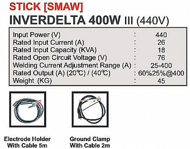 MESIN LAS STICK [SMAW] INVERDELTA 400W III - HUGONG