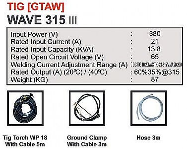 MESIN LAS TIG [GTAW] WAVE 315 III HUGONG