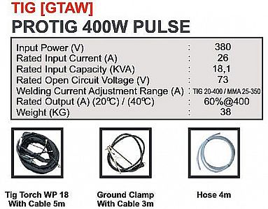 MESIN LAS TIG [GTAW] PROTIG 400W PULSE HUGONG