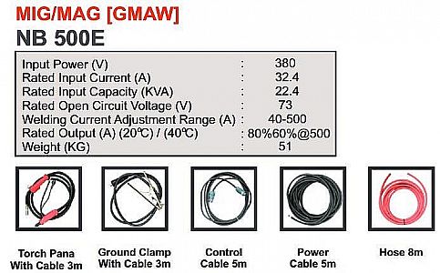 MESIN LAS MIG/MAG [GMAW] NB 500E HUGONG