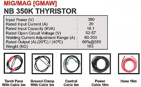 MESIN LAS MIG/MAG [GMAW] NB 350K THYRISTOR HUGONG