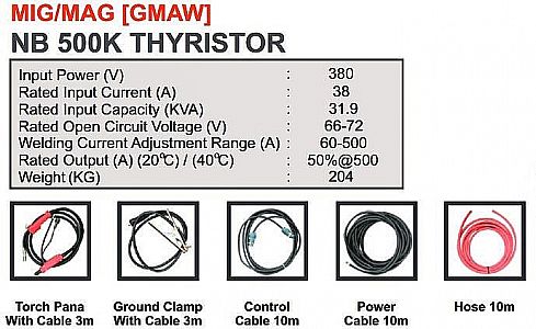 MESIN LAS MIG/MAG [GMAW] NB 500K HUGONG