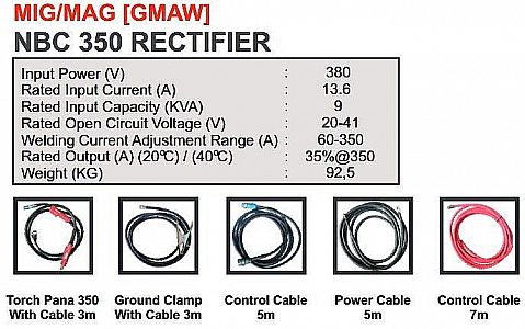 MESIN LAS MIG/MAG [GMAW] NBC 350 RECTIFIER HUGONG