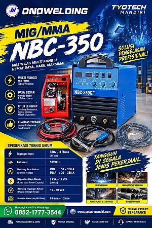 ONOWELDING NBC-350 GF Mesin Las Inverter MIG / MAG CO2 350A Separate Wire Feeder (3 Phase 380V)
